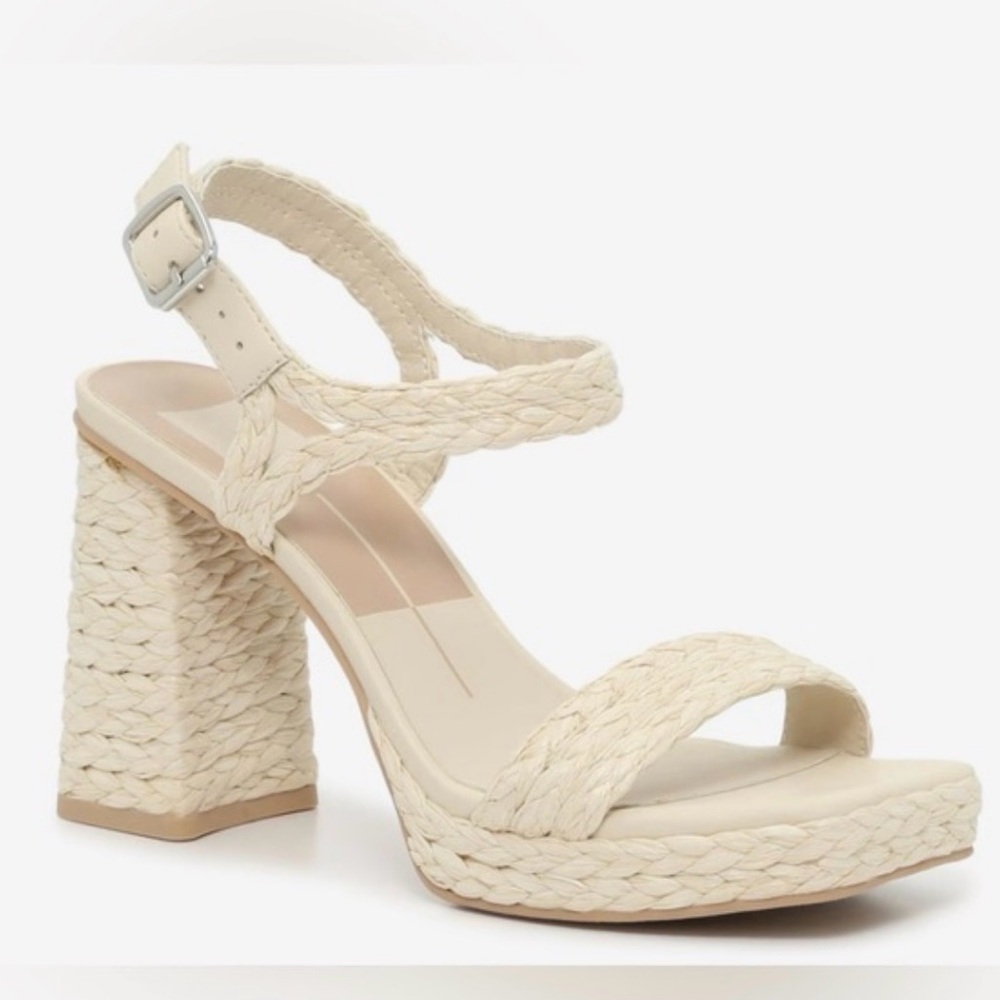 DOLCE VITA  | Alansa Sandal - Ivory Raffia, 1” Platform 4” Heel